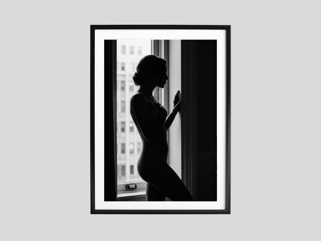 Woman Silhouette By Window Print Black And White Artistic Nude 