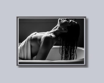 Bathtub Elegance Print, Black and White Wall Art, Spa Photography, Luxury Poster, Printable, Bathroom Home Decor