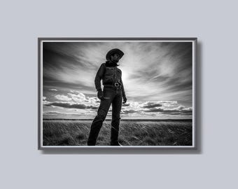 Cowgirl Portrait Print, Black and White Wall Art, Western Photography, Ranch Poster, Printable, Rustic Home Decor