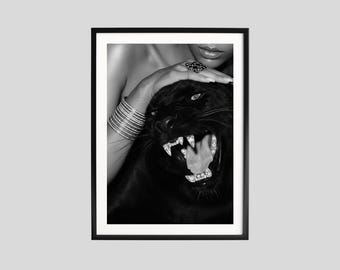 High Fashion Leopard Print Poster – Black & White Luxury Wall Art, Designer-Inspired Decor for Stylish Home or Room