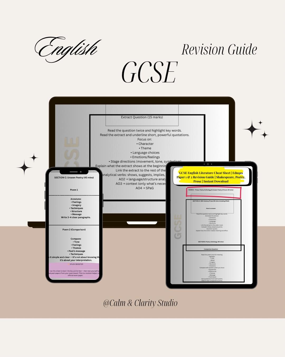 GCSE English Literature Cheat Sheet | Eduqas Paper 1 and 2 Revision ...