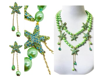 HEIDI DAUS "Sparkling Starfish" Set Necklace Matching Earrings
