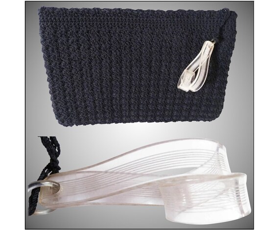 Vintage 1940s Purse | Corde Black Purse | Big Luc