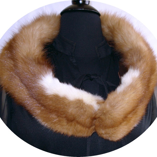 Vintage Mink Collar Plush Real Mink Fur Designer