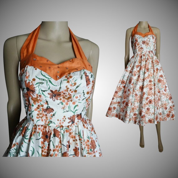 Vintage 1950s Halter Dress //50s Dress//Mod //New