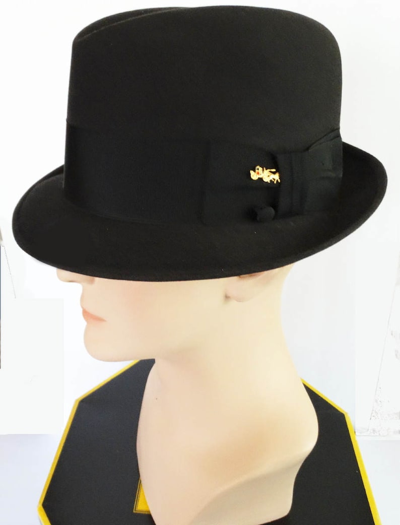 Vintage 1940s Dobbs Fedora Hat Golden Coach Dobbs Fedora Hat Charcoal Fedora Hat Golden Coach Side Pin Dobbs image 4