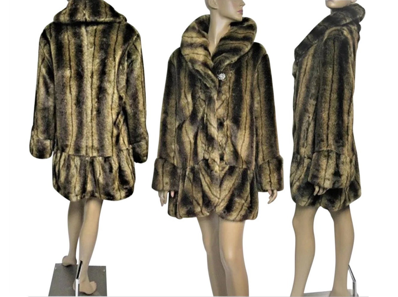 Mid Length IMAN Coat / Designer Faux 
