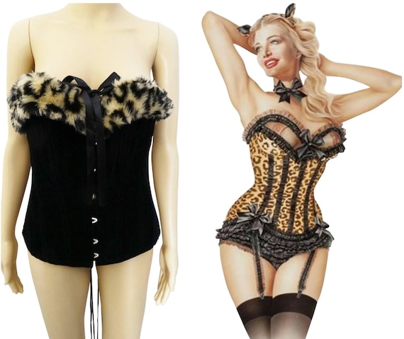 Vintage Bustier - Faux Leopard Print, Burlesque Bu