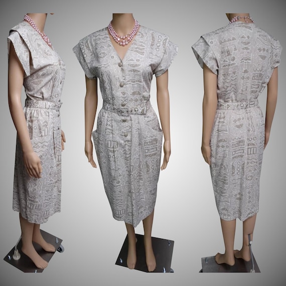Vintage 1950s Dress | 50s Retro Dress | Designer D