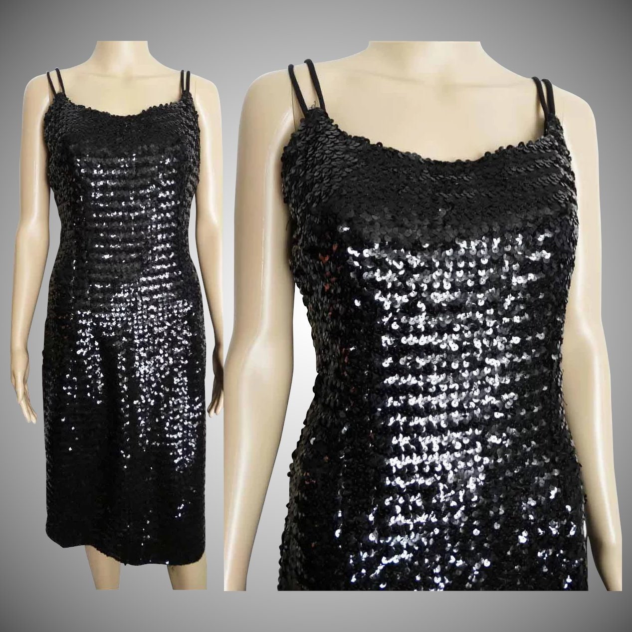 Vintage 1950s Dress//50s Dress//black Sequins//cocktail | Etsy