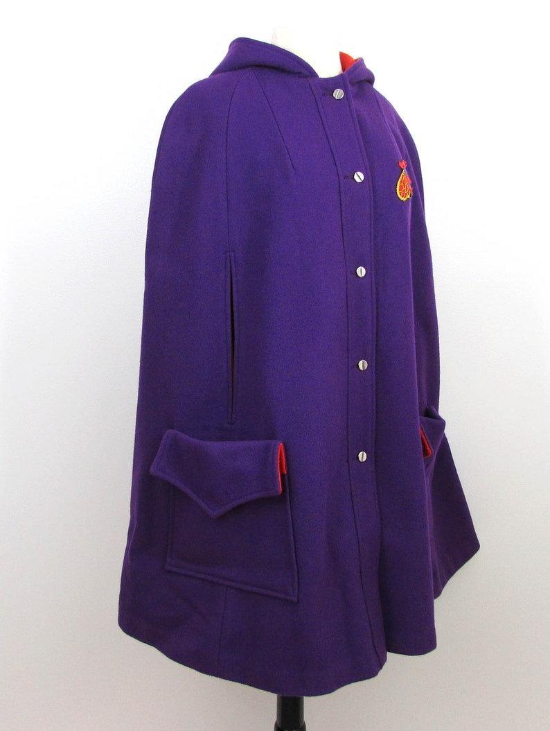 Vintage Reversible Cape Red Purple Reversible Hood | Etsy