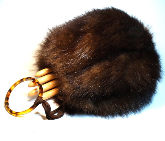 Dark Brown Fox Fur Muff, Vintage Fox Fur Muff, Re… - image 2