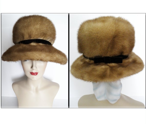 Vintage Mink Hat//1960s Mink Hat//1960s Hat//A. He