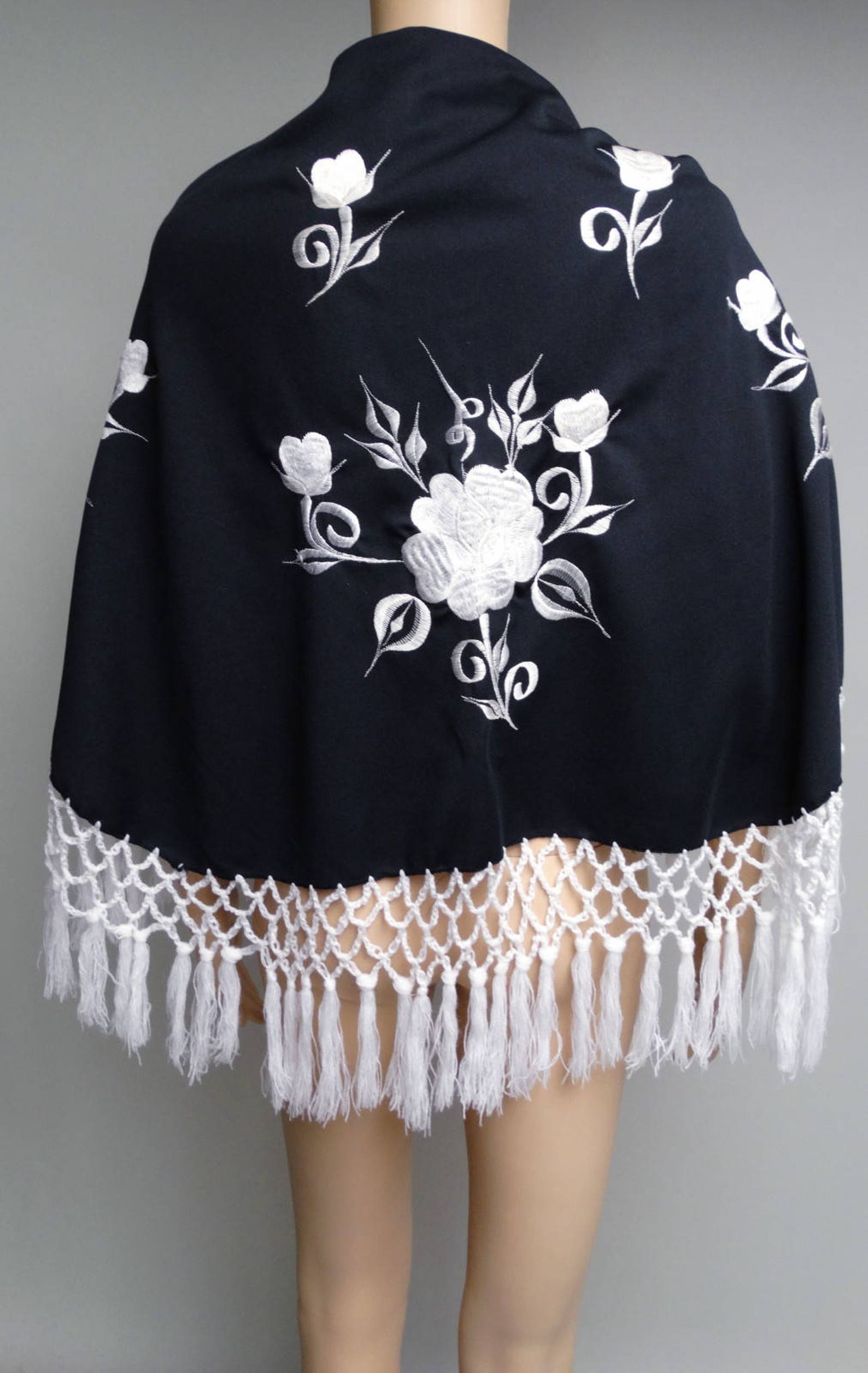 embroidered black shawl