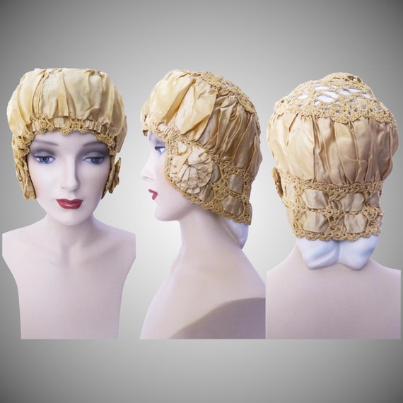 1920s Flapper Sleep Cap | 20's Boudoir Night Cap |