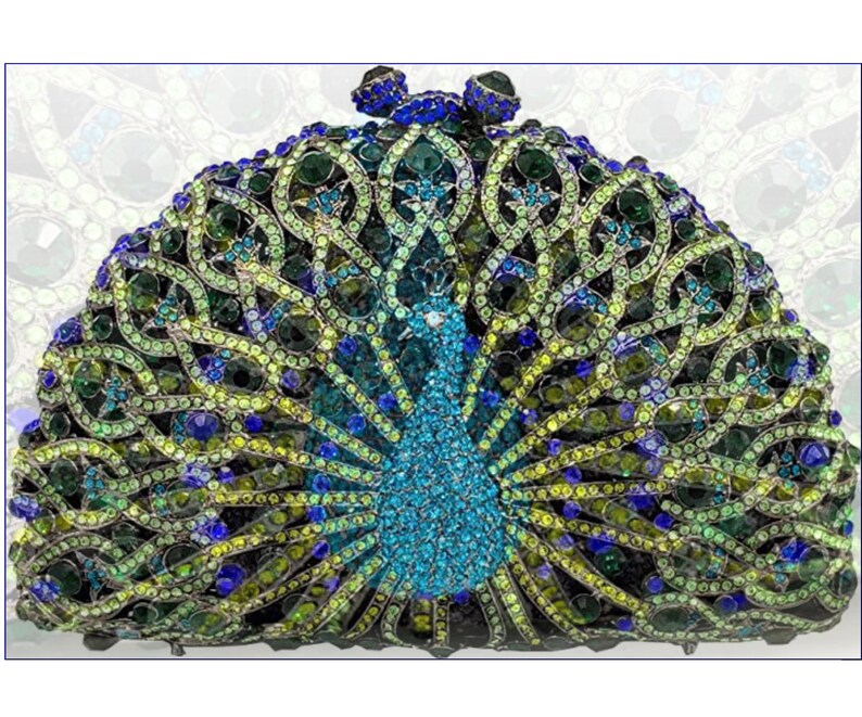 RHINESTONE CLUTCH, Peacock Clutch, EVENING Rhinestone Purse, Handbags ...