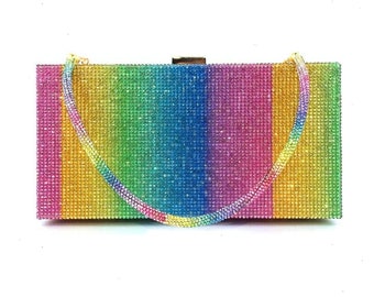 Rhinestone Rainbow Evening Clutch Evening Rhinestone Purse Evening Bag Occasion Purse Party Purse NWOT