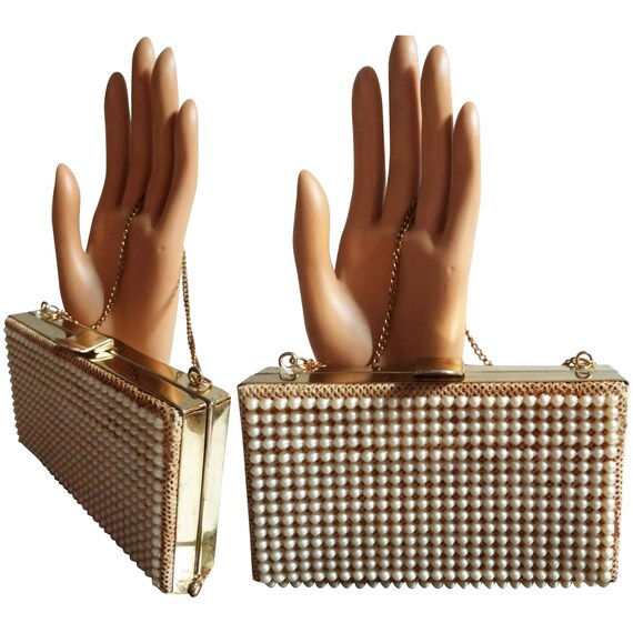 VINTAGE 1950s PURSE | Faux Pearl Purse | 50s Purse