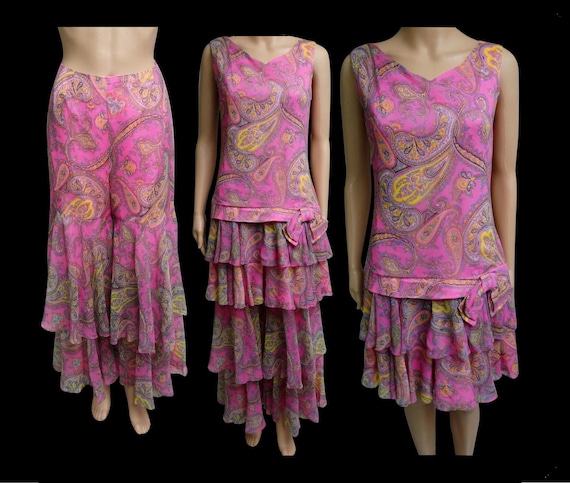 Vintage 1960s Dress | Paisley Print Dress | Pink D
