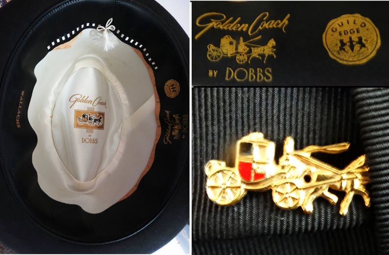 Vintage 1940s Dobbs Fedora Hat Golden Coach Dobbs Fedora Hat Charcoal Fedora Hat Golden Coach Side Pin Dobbs image 3