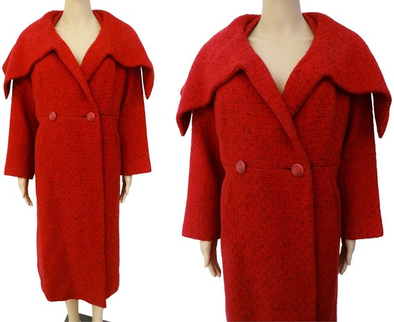 Vintage 1950s Coat | Red | Ben Zuckerman | Huge Sh