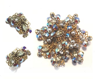 ORIGINAL BY ROBERT Rhinestone Parure Brooch Matching Earrings Set Vintage 50s Rhinestone Parure Set Signed