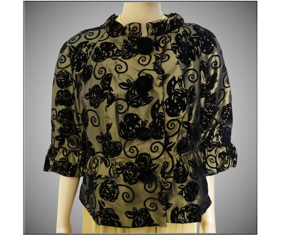 Vintage Floral Flocked Jacket | Black Flocked Flow