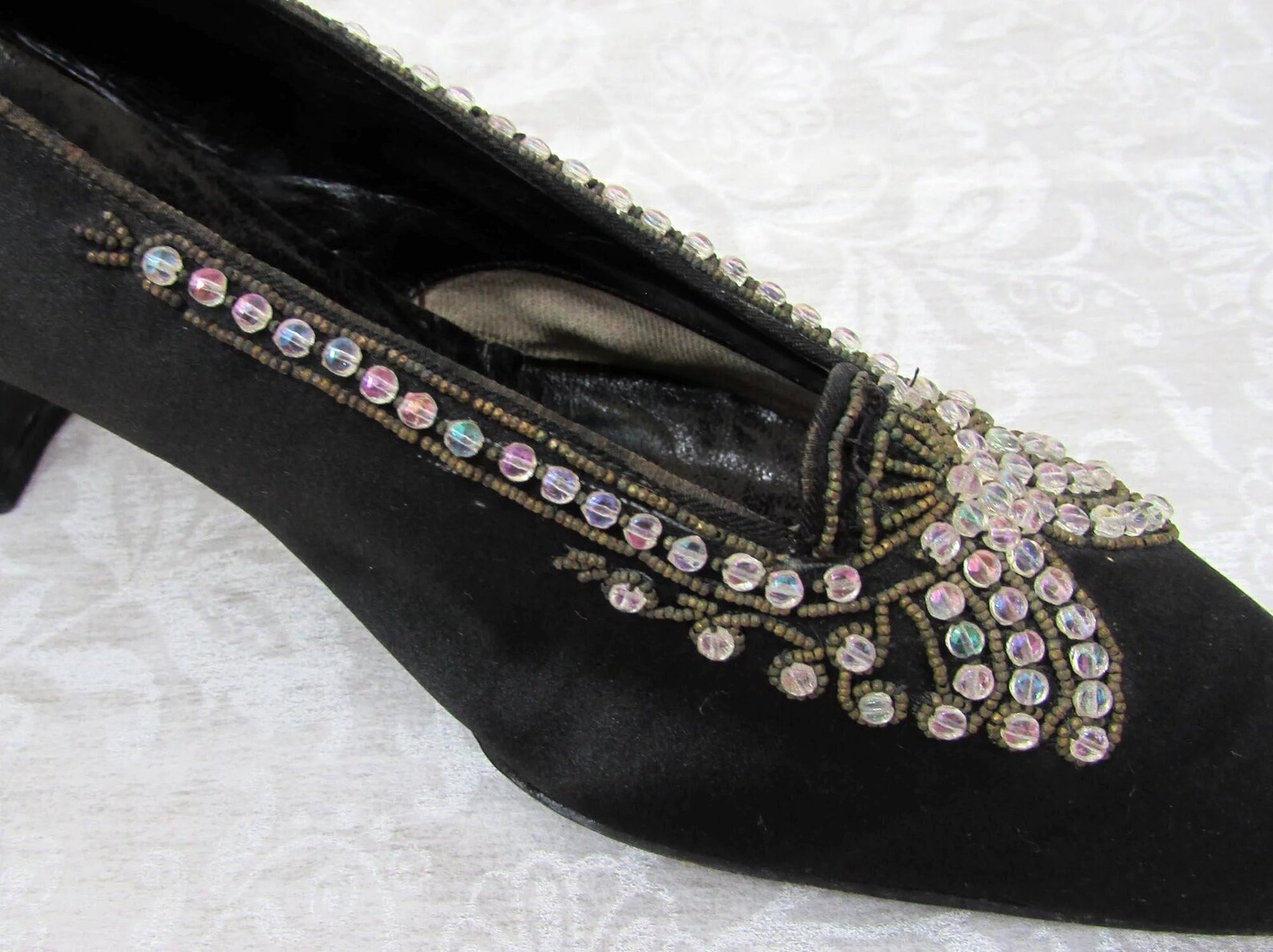 1920's Flapper Shoes Gatsby Glass Beaded Satin Dance - Etsy