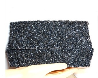 Vintage 1950s Evening Clutch Purse Handbag 50s Sequin Beaded Purse