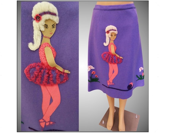 Vintage 1950s Skirt | Felt | Ballerina | Purple |