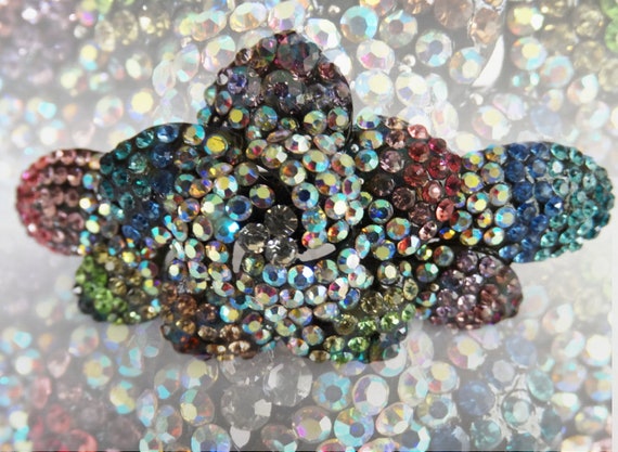 Rhinestone Barrette | Multi Colored Rhinestone Bar