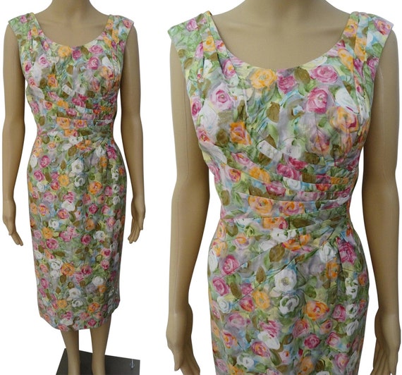 Vintage 1950s Dress | Floral Dress | Designer Alix