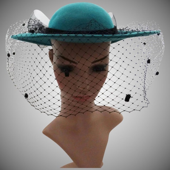 Vintage 1970s Hat | Vintage Hat | Aqua Hat | 70s H