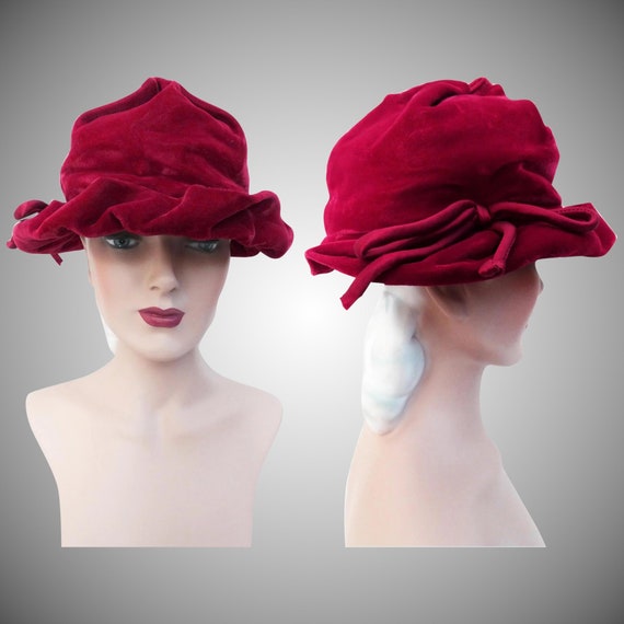 Vintage 1940s Hat | Raspberry Color | Rockabilly H