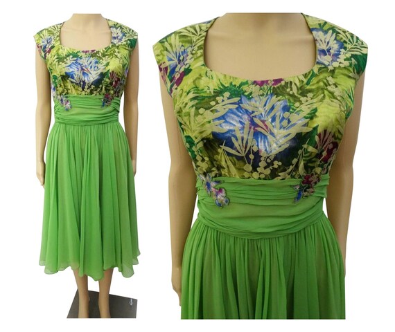 Vintage 1950s Dress | Peggy Hunt | Chiffon | Broca