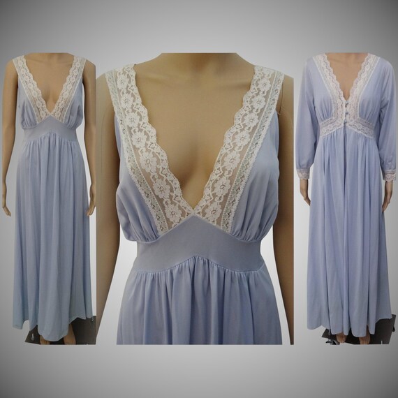 Vintage 1960s Peignoir Set | Burlesque Set | Blue