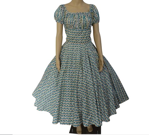 Vintage 1950s Dress / Bias cut / Novelty Print / 5