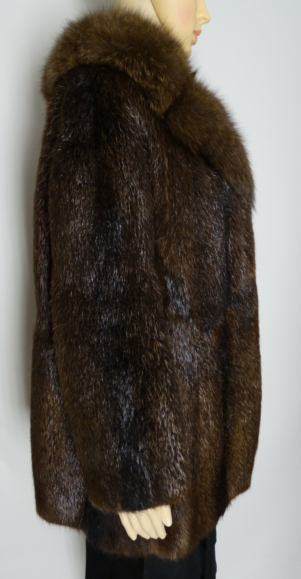 Vintage Beaver Coat Fox Fur Collar A. Herman Furs 1950s | Etsy