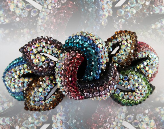 Rhinestone Barrette | Multi Colored Rhinestone Bar