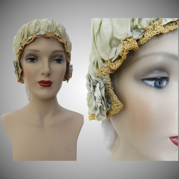1920s Boudoir SLEEP CAP | 20s Mint Green Sleep Cap