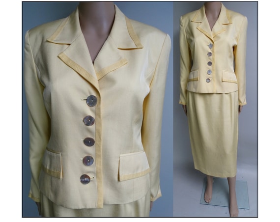 Vintage 1980s Christian Dior Suit | Yellow | Desig