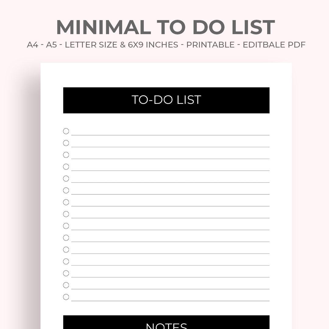 Minimalist to Do List Printable, Daily Task Planner (PDF) - Etsy
