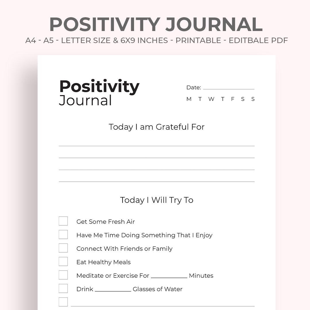 Positivity Journal.pdf Printable Daily Positivity Journal, Mindset Tracker (A4, Letter, 6x9 ...