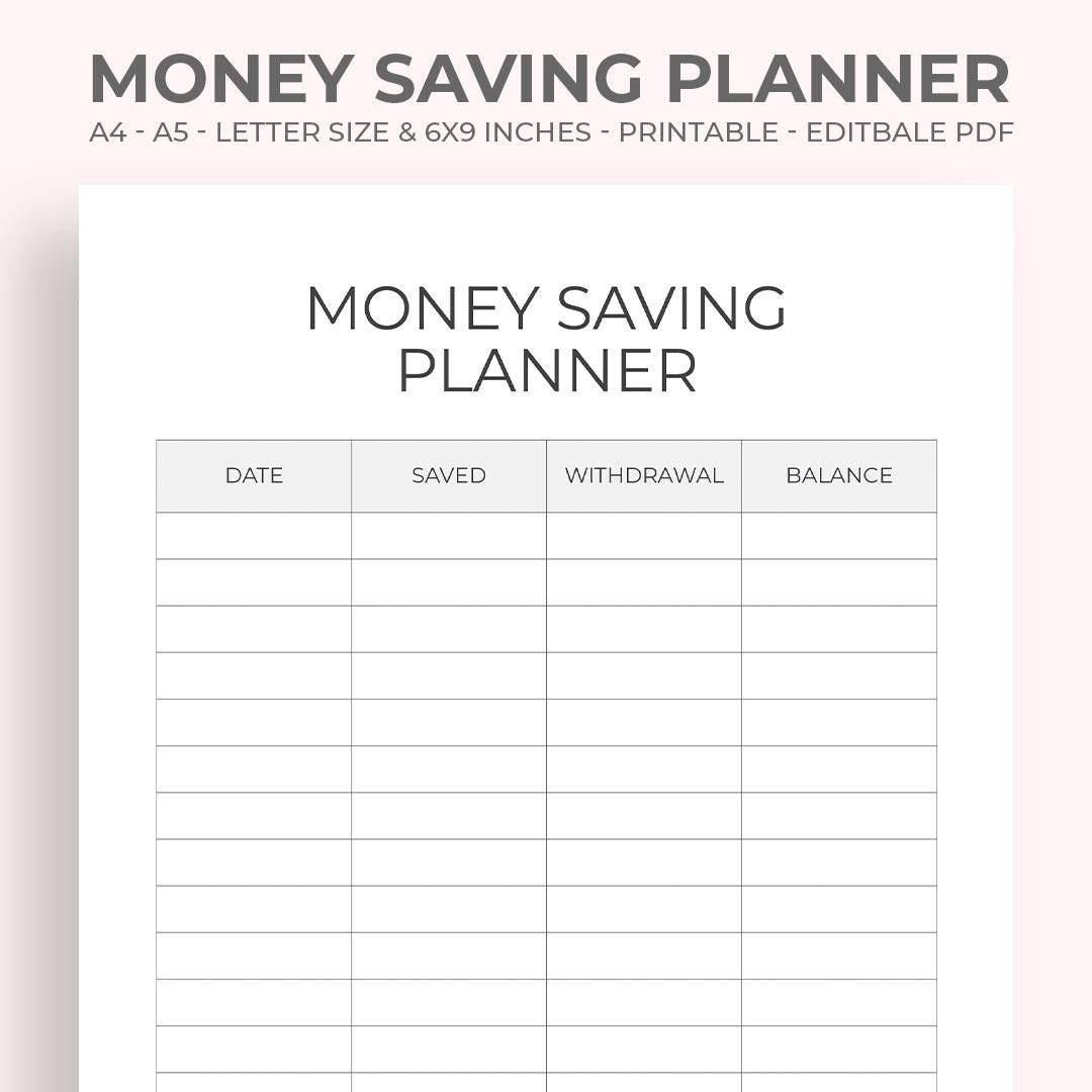 Saving Money Checklist.pdf Money Saving Planner: Personal Finance Tracker (PDF Download A4/letter ...