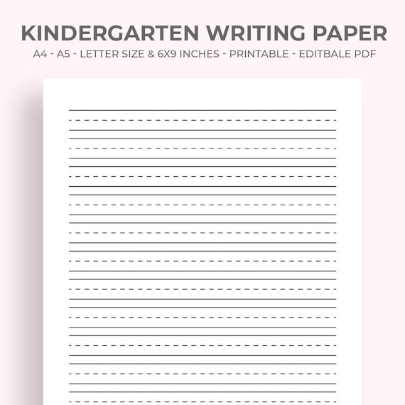 Kindergarten Writing Paper • Printable Handwriting Sheets PDF • KDP Interior & Editable Template