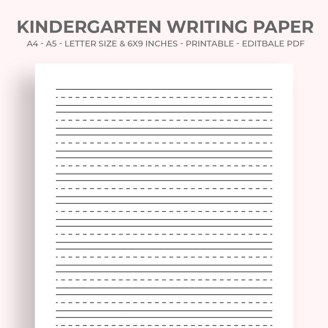Kindergarten Writing Paper • Printable Handwriting Sheets PDF • KDP ...