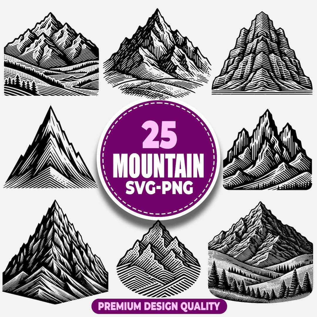 Mountain SVG Bundle PNG | Mountain Clipart Cut Files | Nature Cricut ...