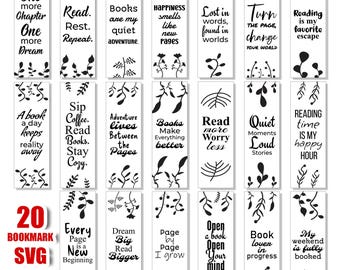 Motivational Bookmark SVG Bundle: Floral Reading Quotes (Digital Download)