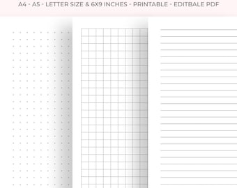 Modelli di carta a righe, a quadretti e a puntini: formati PDF stampabili