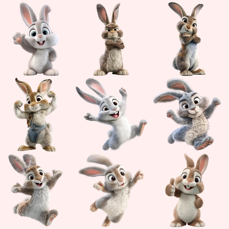 Rabbit Clipart Bundle, 60 Pngs, Bunny Graphics (digital Download - Etsy